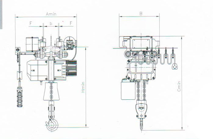 電動小車式環(huán)鏈電動葫蘆產(chǎn)品結(jié)構(gòu)圖